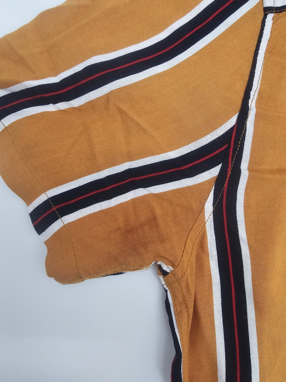 Vintage Re-Mastered Cotton On Mustard Striped Camp Shirt Men's Large Retro Y2K - Picture 8 of 9